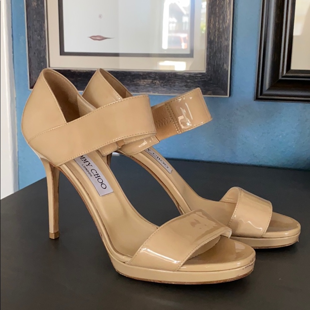 Jimmy Choo nude patent heels